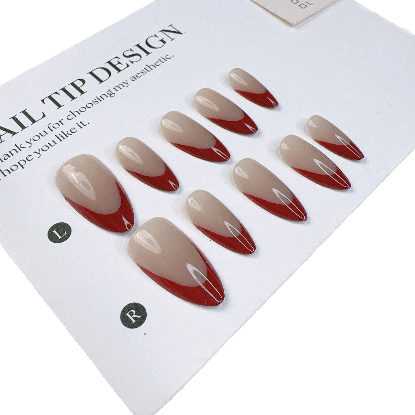 Burgundy Gold French Almond Press-On Nails – Removable Valentine’s Day Fashion Nails