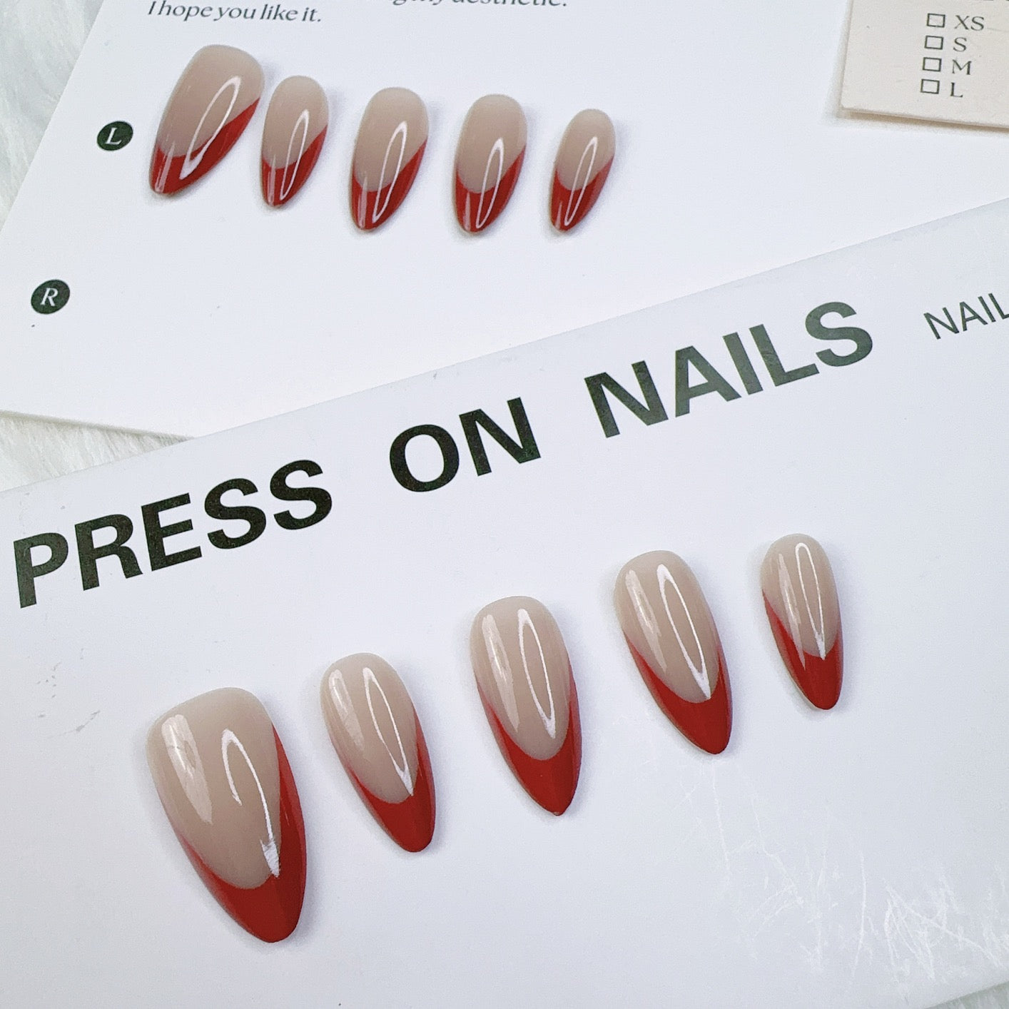 Burgundy Gold French Almond Press-On Nails – Removable Valentine’s Day Fashion Nails