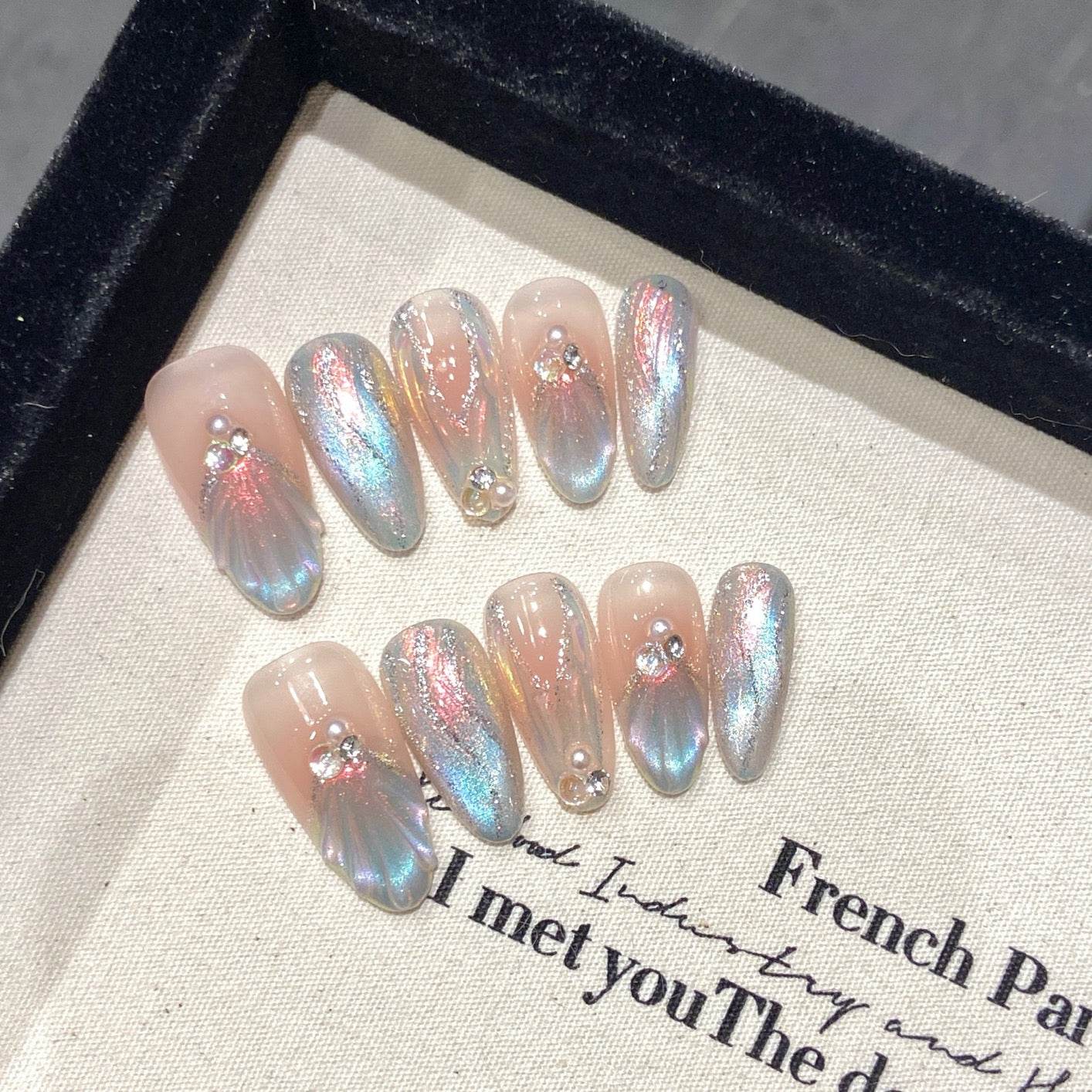 “Mermaid Whisper” Handmade UV Gel Press-On Nails – Removable Luxury Nail Tips