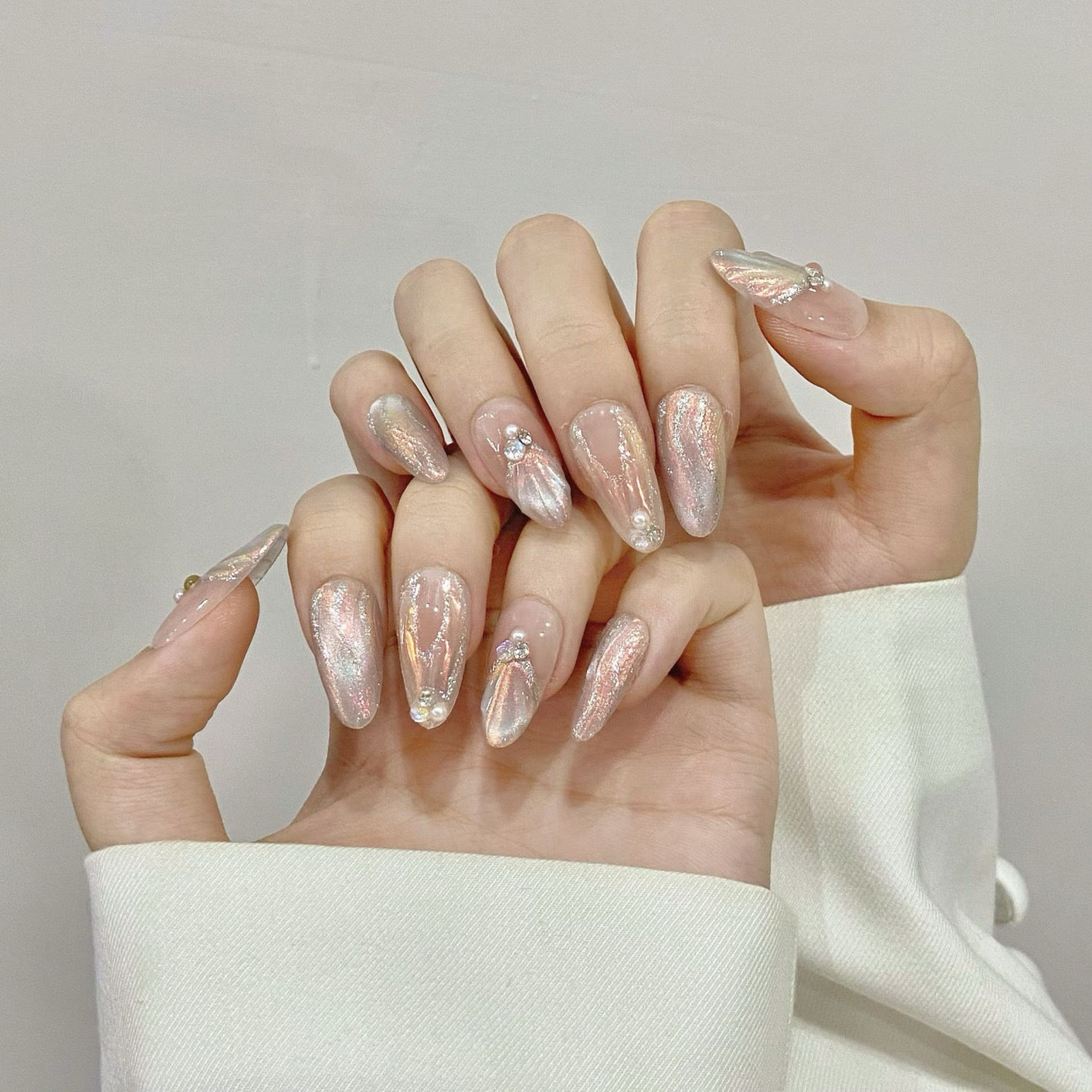 “Mermaid Whisper” Handmade UV Gel Press-On Nails – Removable Luxury Nail Tips
