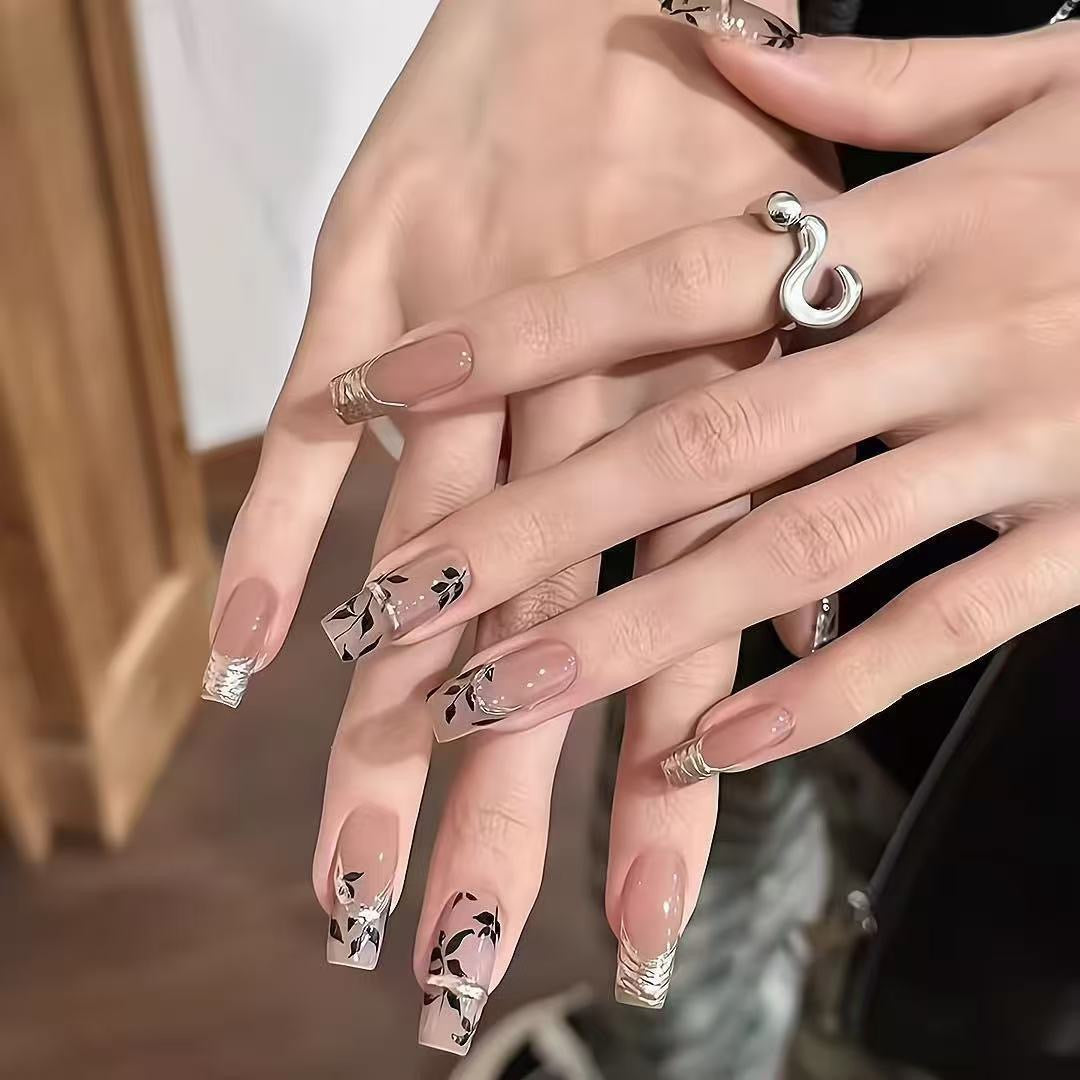 Golden Black Maple Cat-Eye Press-On Nails – Luxury Removable Pre-Made Nail Tips