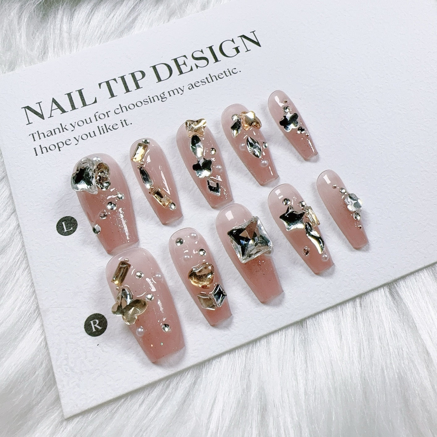【Pure Handmade Wearable Nails】Gradient Heart Pile of Diamonds Broken Heart Butterfly Sparkling Light Luxury Nail Tips
