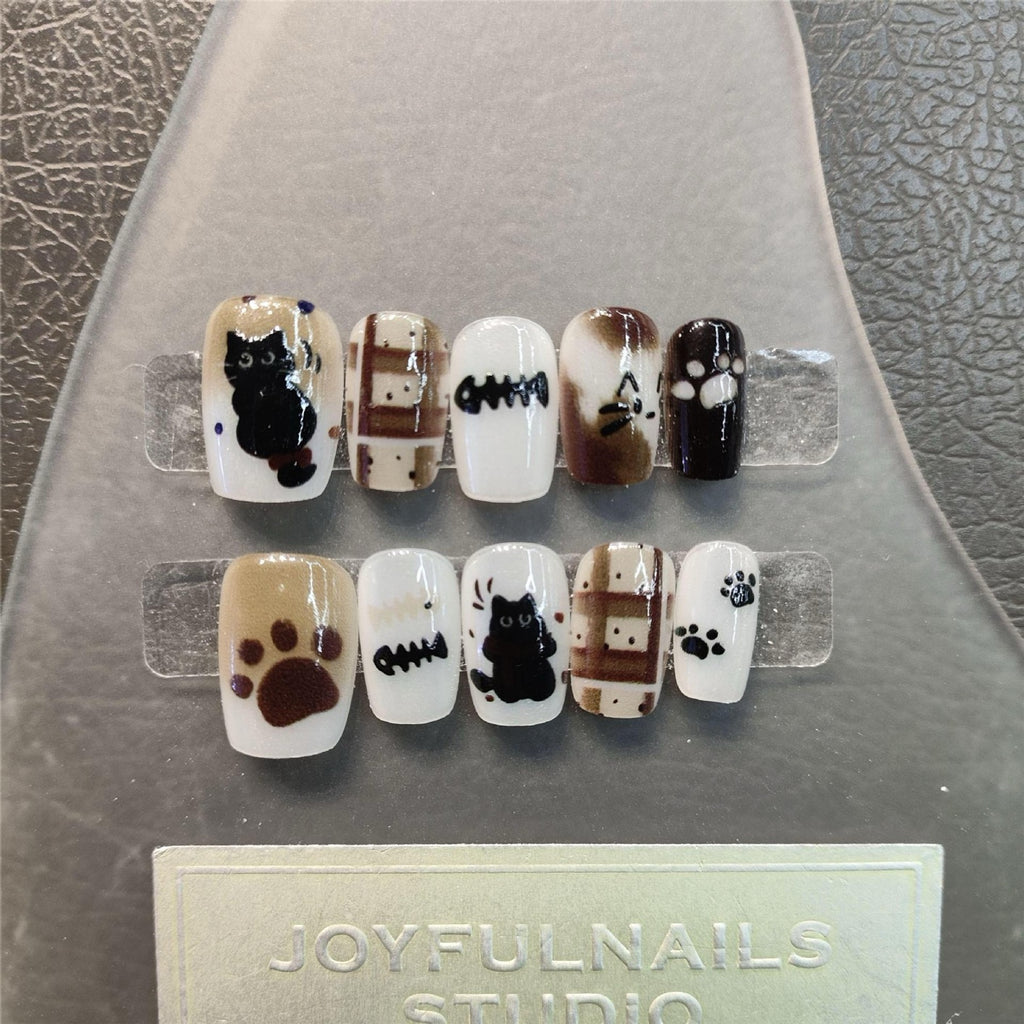Cat-Eye Cat Paw Press-On Nails – Cartoon Style Pre-Made Nail Tips, Wholesale