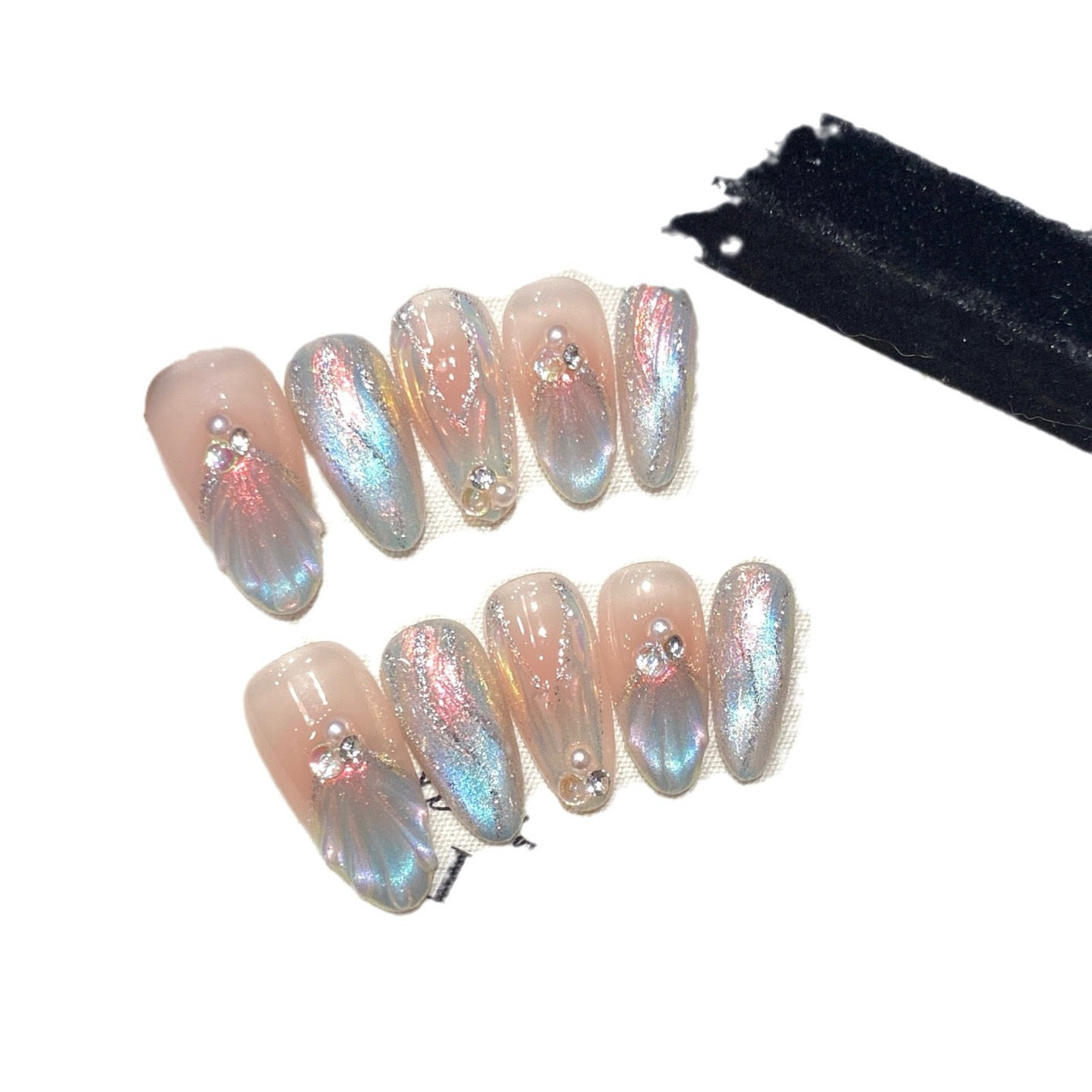 “Mermaid Whisper” Handmade UV Gel Press-On Nails – Removable Luxury Nail Tips