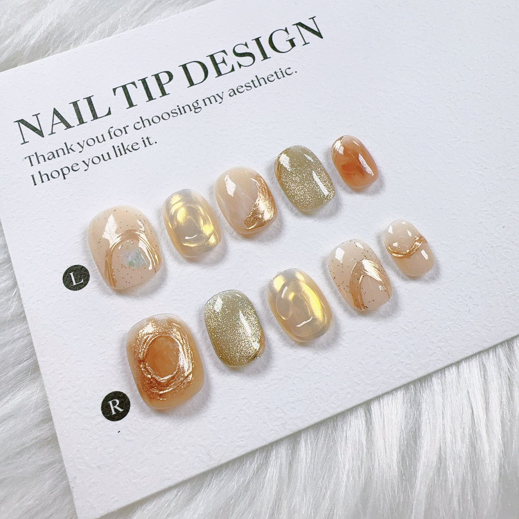 Cat Eye Series Handmade Wearable Nails Collection - Glittering and Bright Luxury Nail Art Handmade Butterfly Wearable Nails Small Batch