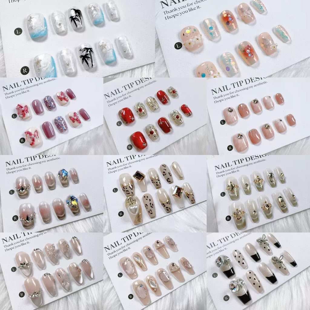 Handmade nail art: French champagne-colored glittering cat-eye high-end makeup that enhances complexion and exudes a seductive vibe.