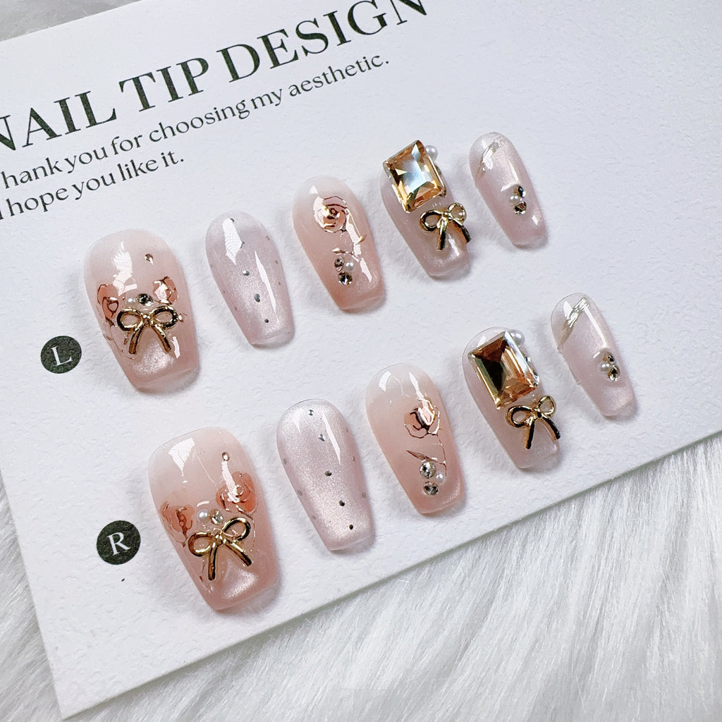 Cat Eye Series Handmade Wearable Nails Collection - Glittering and Bright Luxury Nail Art Handmade Butterfly Wearable Nails Small Batch
