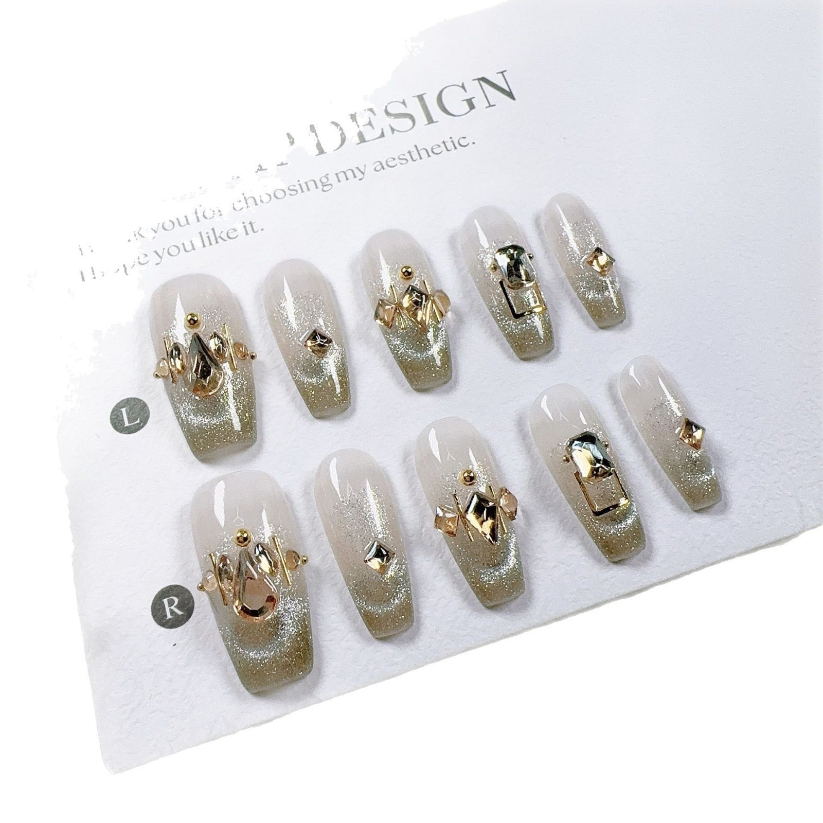 Cat Eye Series Handmade Wearable Nails Collection - Glittering and Bright Luxury Nail Art Handmade Butterfly Wearable Nails Small Batch