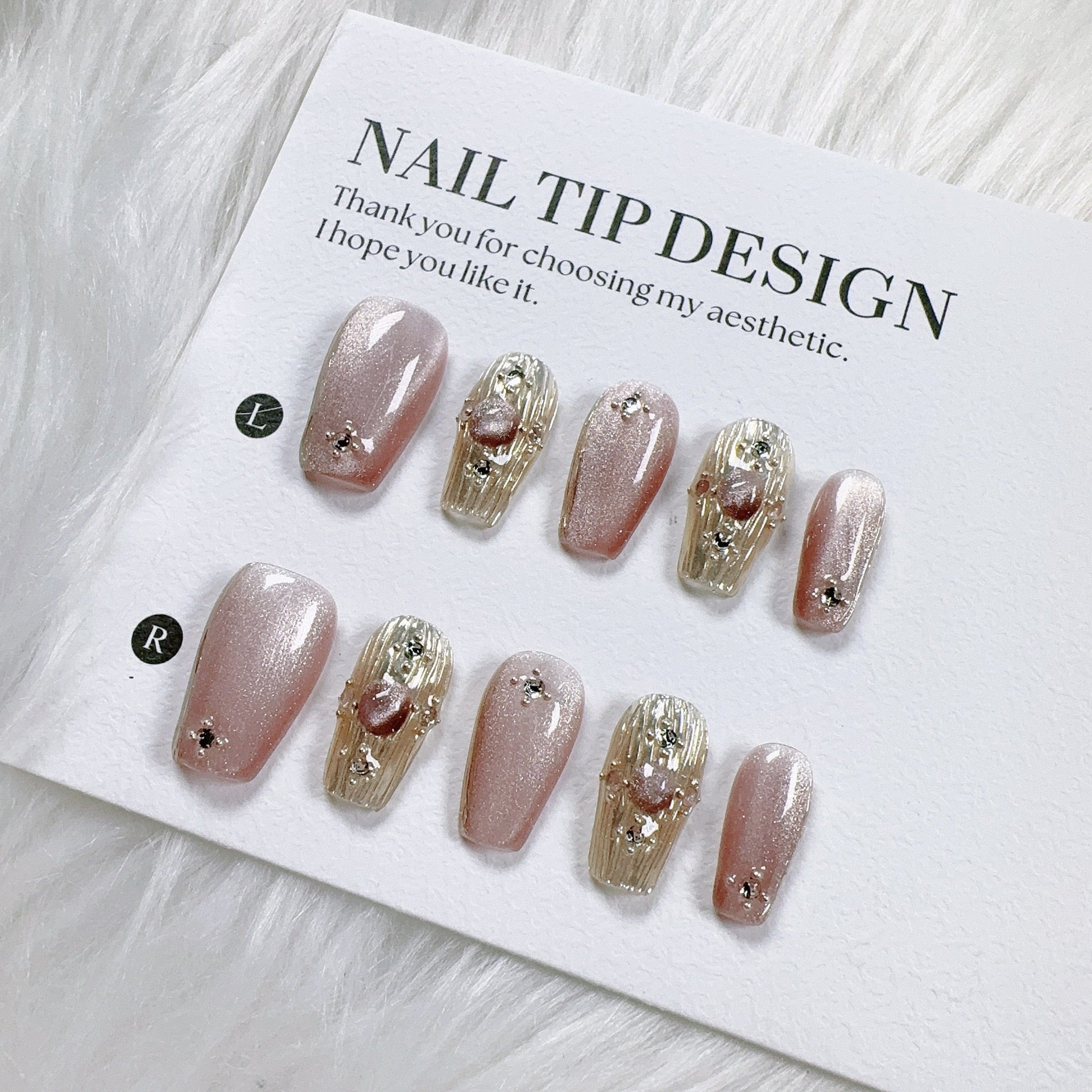 Cat Eye Series Handmade Wearable Nails Collection - Glittering and Bright Luxury Nail Art Handmade Butterfly Wearable Nails Small Batch