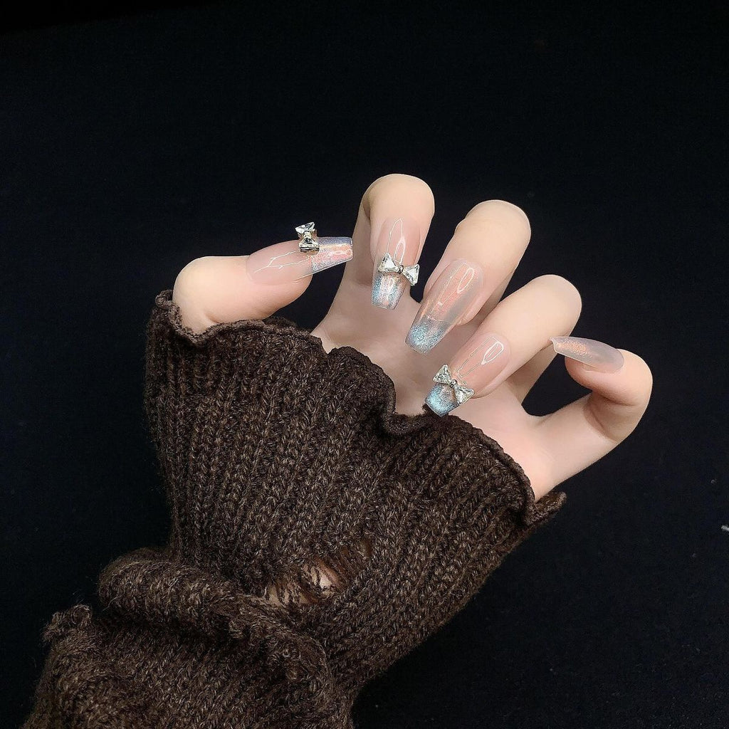 Cat Eye Series Handmade Wearable Nails Collection - Glittering and Bright Luxury Nail Art Handmade Butterfly Wearable Nails Small Batch