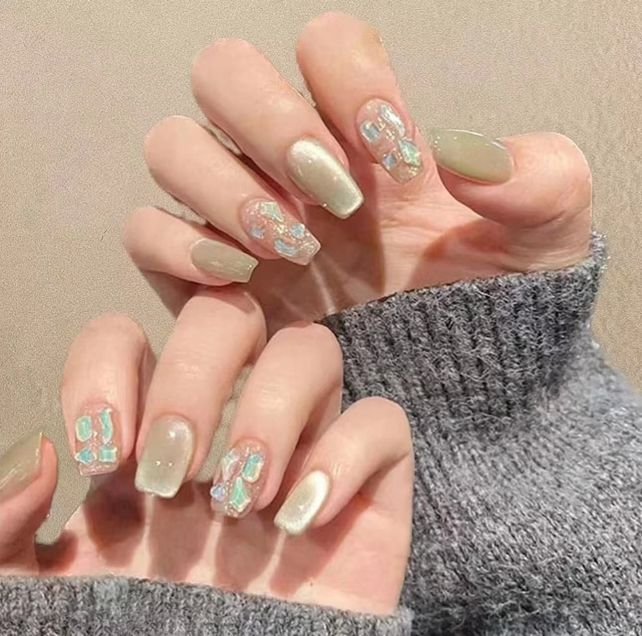 Cat Eye Series Handmade Wearable Nails Collection - Glittering and Bright Luxury Nail Art Handmade Butterfly Wearable Nails Small Batch