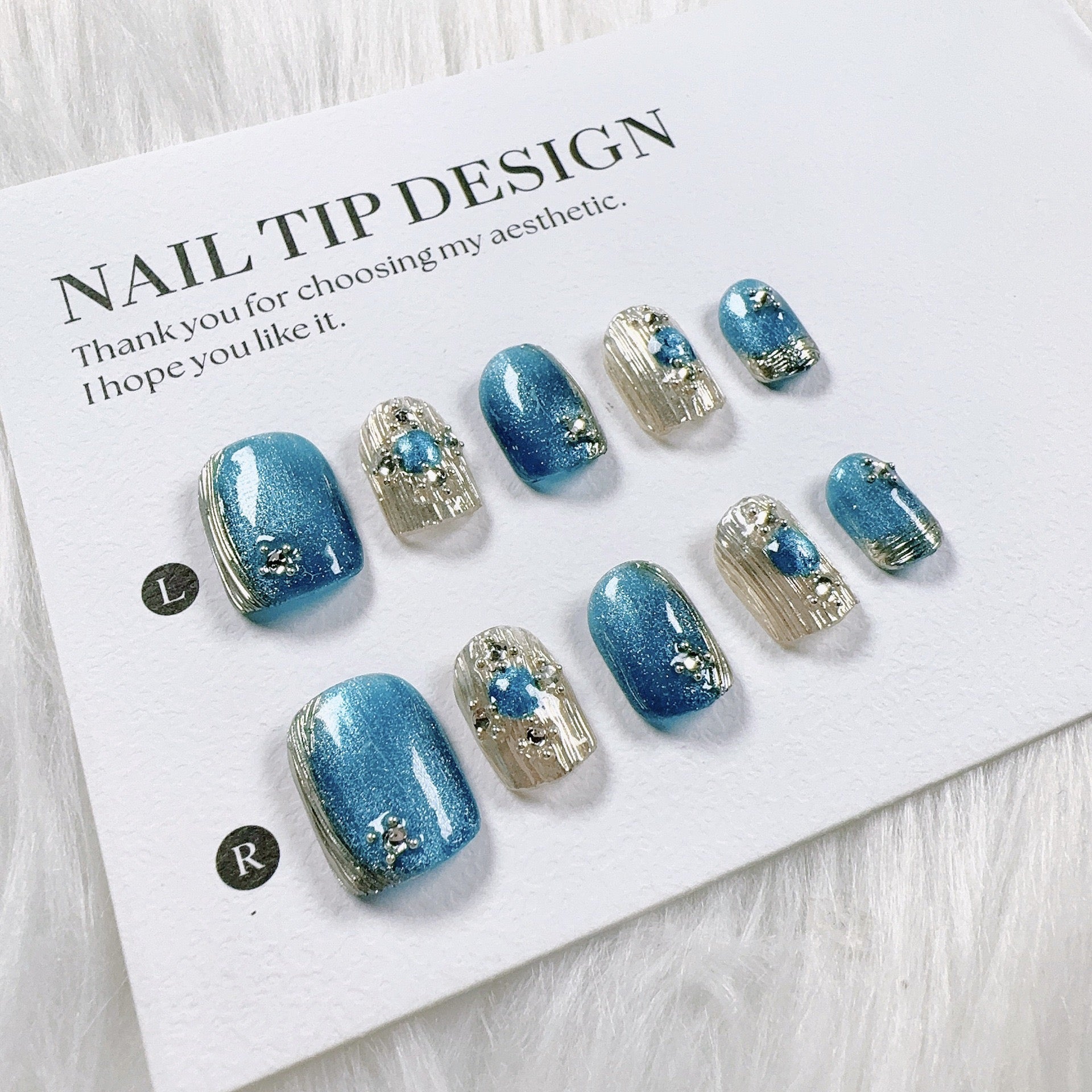 Cat Eye Series Handmade Wearable Nails Collection - Glittering and Bright Luxury Nail Art Handmade Butterfly Wearable Nails Small Batch