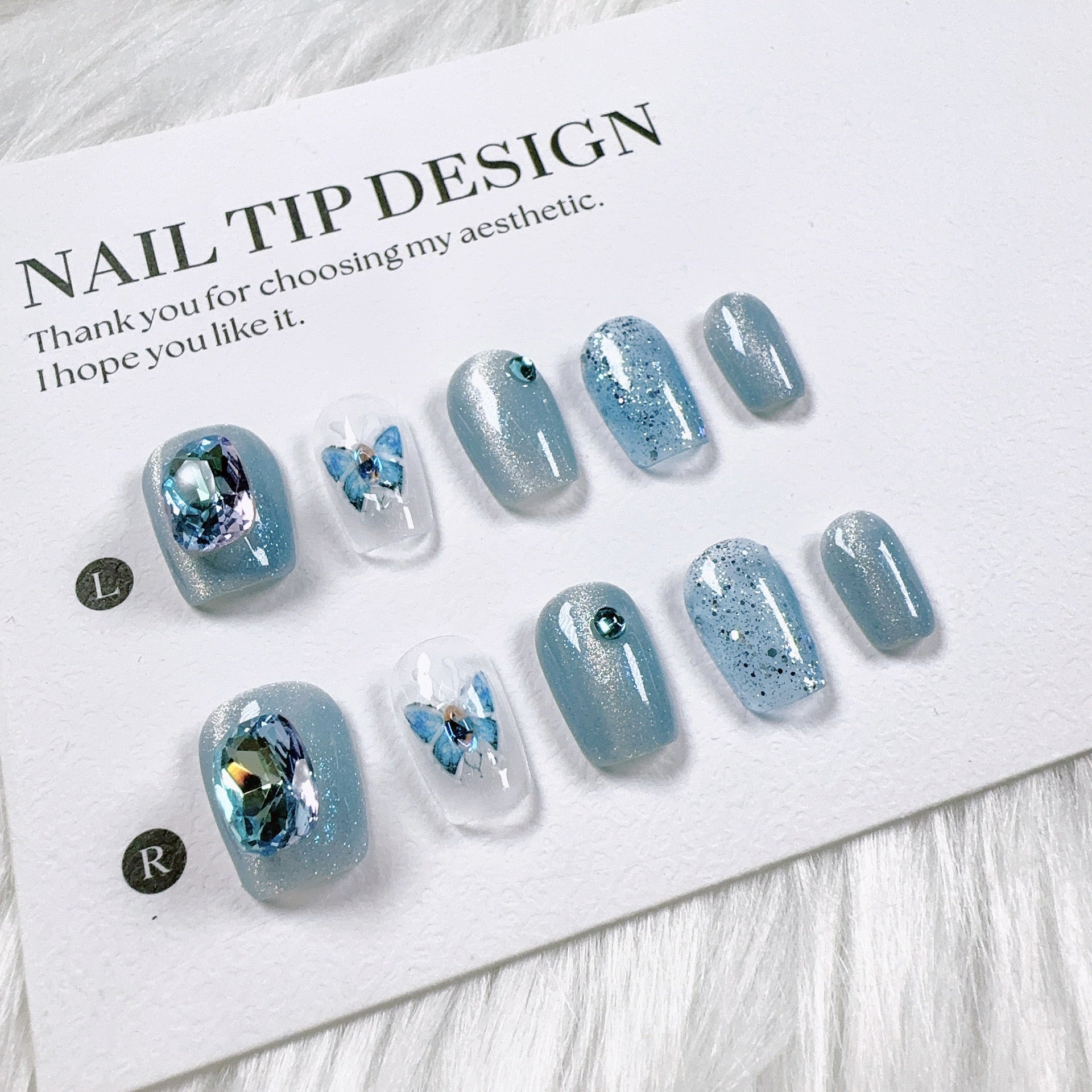 Cat Eye Series Handmade Wearable Nails Collection - Glittering and Bright Luxury Nail Art Handmade Butterfly Wearable Nails Small Batch
