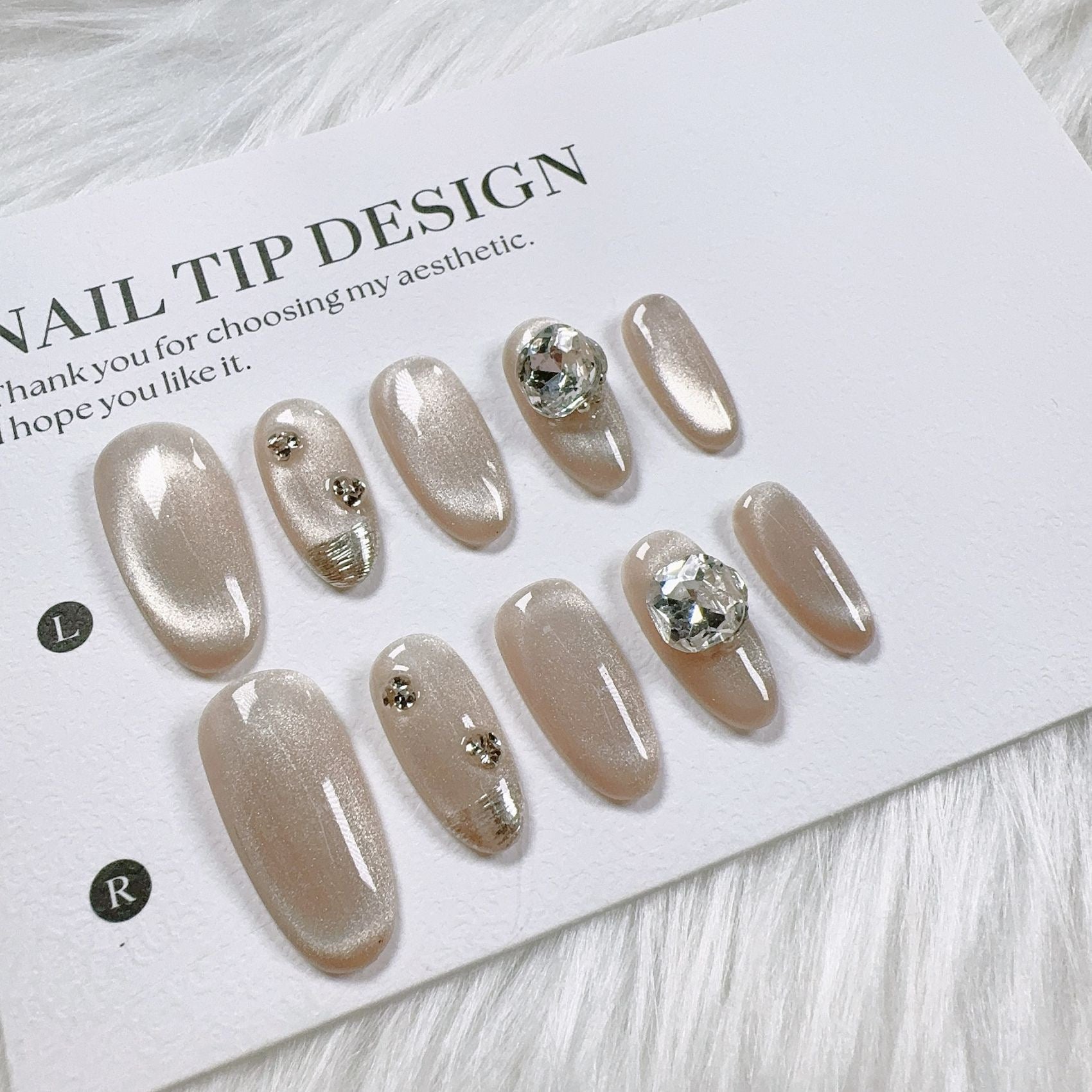 Cat Eye Series Handmade Wearable Nails Collection - Glittering and Bright Luxury Nail Art Handmade Butterfly Wearable Nails Small Batch