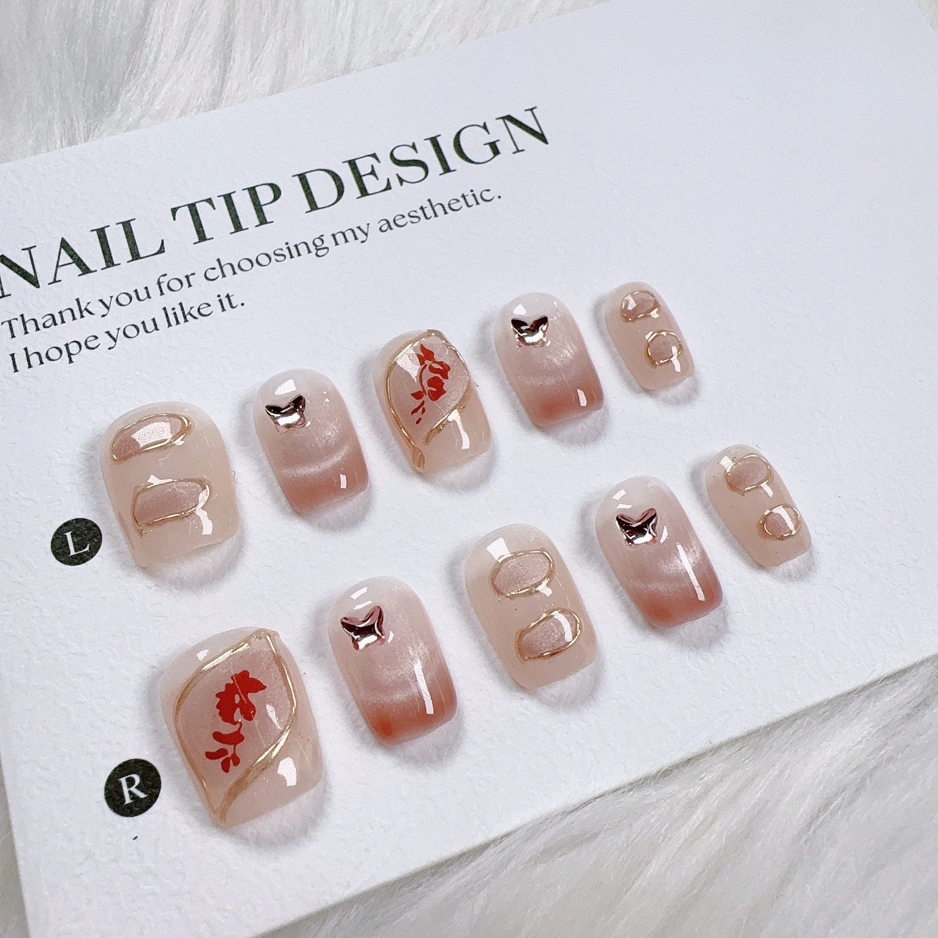Cat Eye Series Handmade Wearable Nails Collection - Glittering and Bright Luxury Nail Art Handmade Butterfly Wearable Nails Small Batch