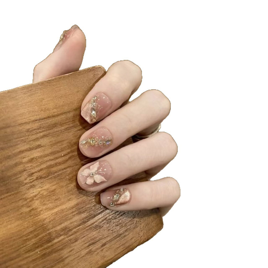 【Golden Butterfly】High-end Cat's Eye Series of Handmade Wearable Nail Tips with Diamonds 2025 Fashion Style