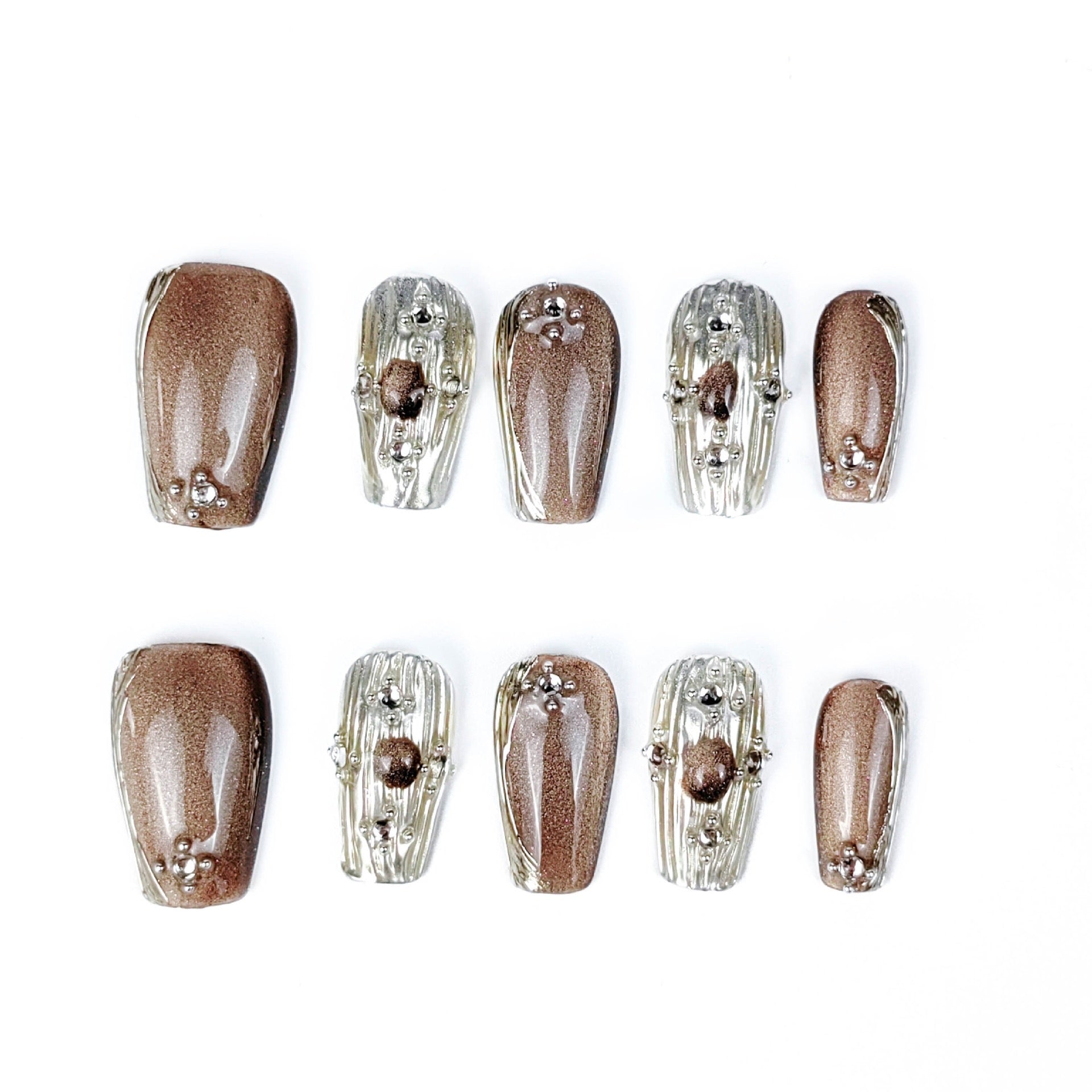 All-natural eco-friendly fake nails [Buchella] Cat-eye nail art sheets high-end handmade art pieces suitable for birthday parties