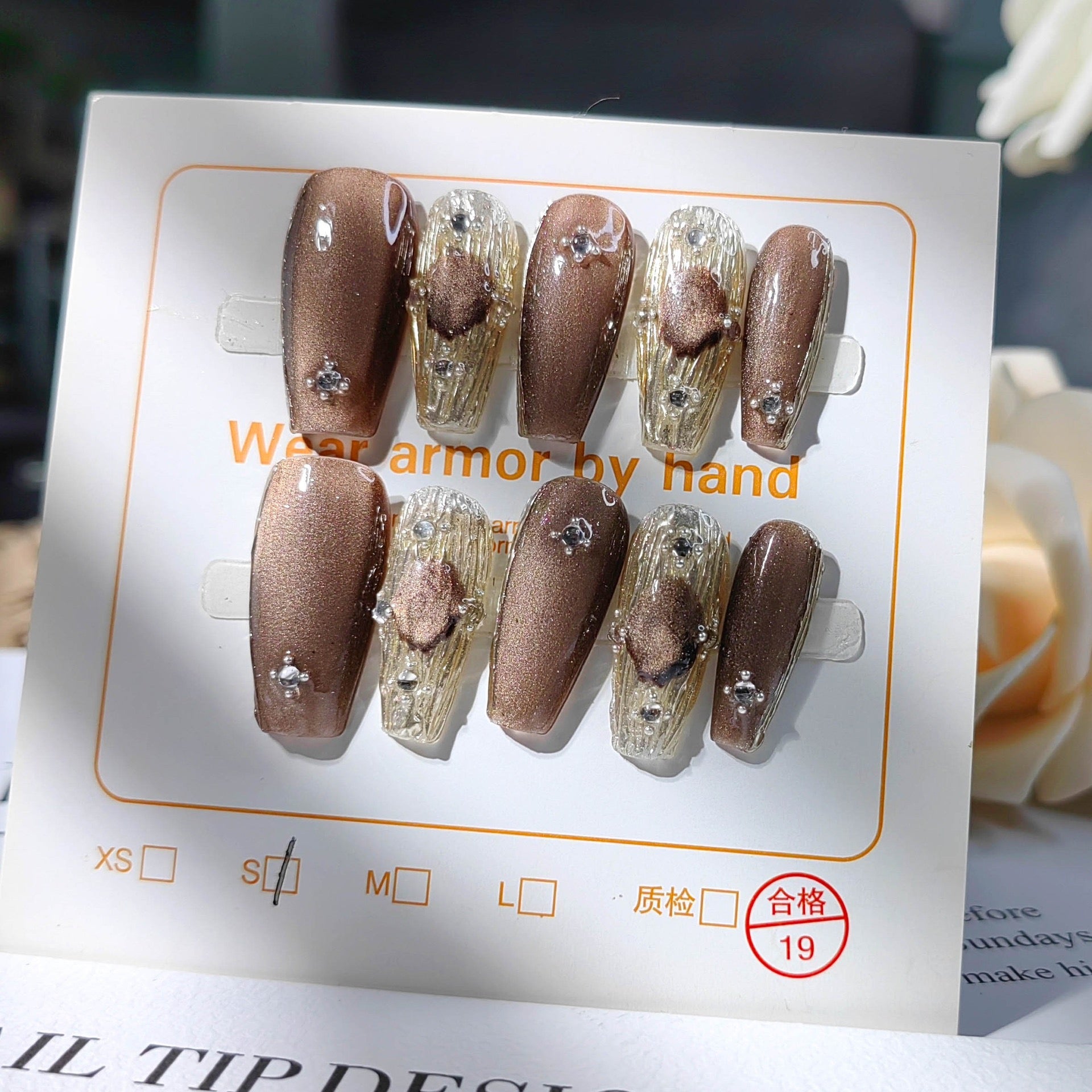 All-natural eco-friendly fake nails [Buchella] Cat-eye nail art sheets high-end handmade art pieces suitable for birthday parties