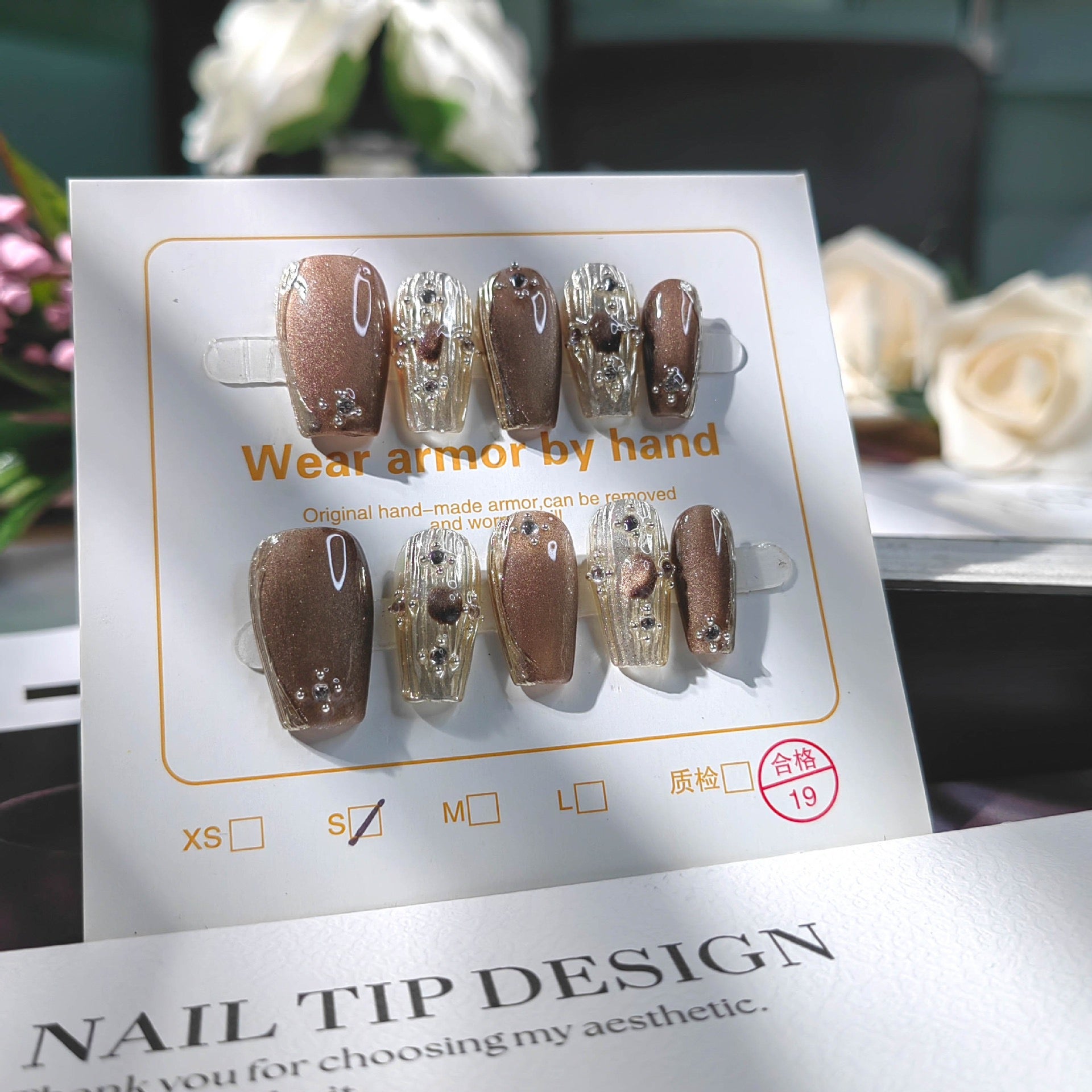 All-natural eco-friendly fake nails [Buchella] Cat-eye nail art sheets high-end handmade art pieces suitable for birthday parties