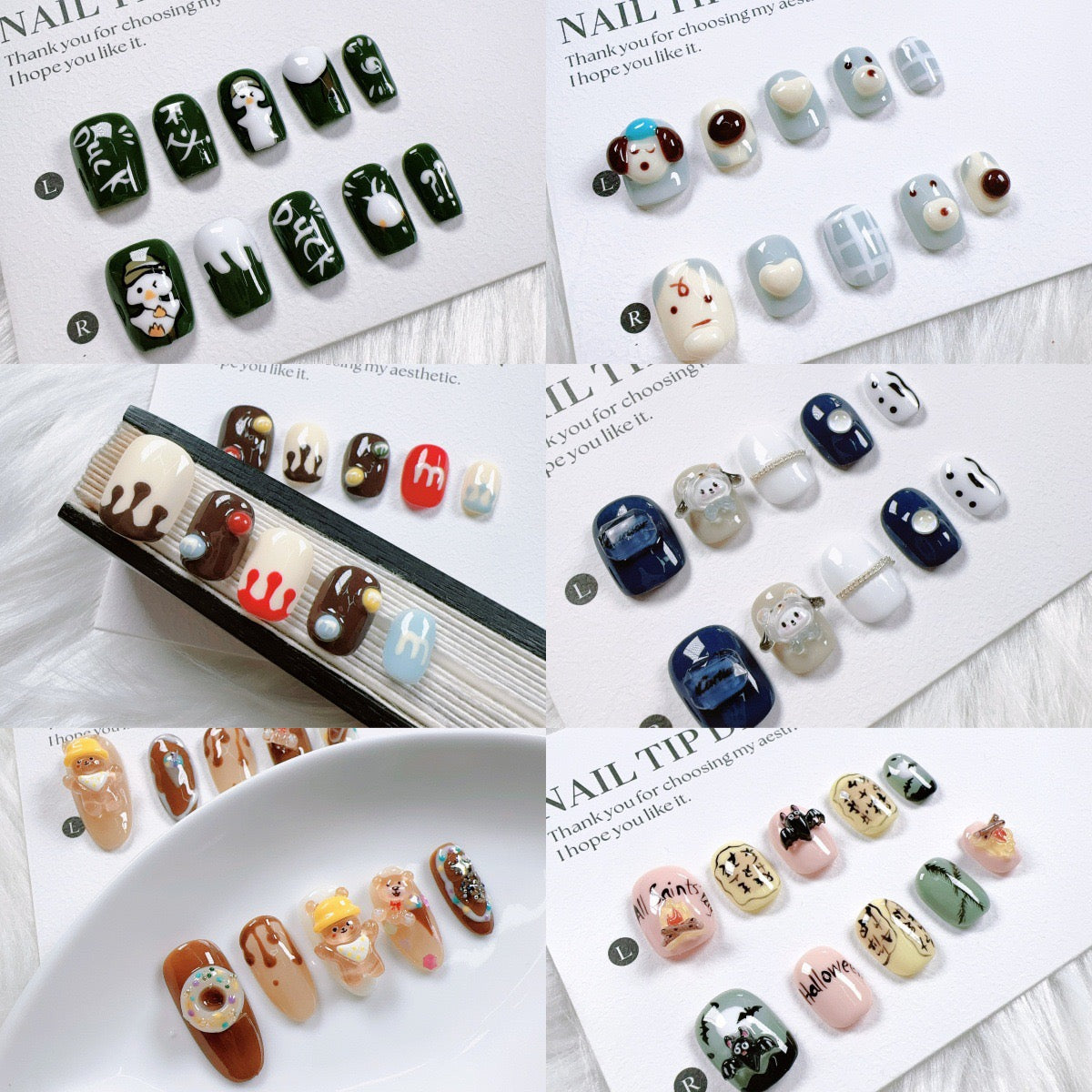 Cartoon collection of handmade fake nails. Wholesale manicure accessories suitable for daily use. Healthy and environmentally friendly.